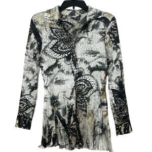 Alberto Makali Y2K Crinkle Pleated Abstract Longline Blouse Size L Artsy